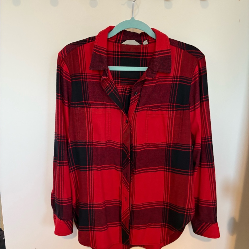 Athleta Red and Black Checkered Top